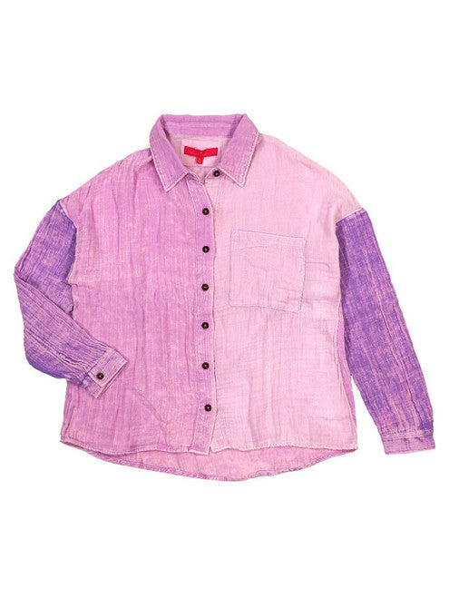 Button Down Purple Color Block Shirt - Ascension Golf Carts, LLC