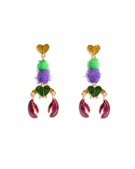 TRS - Crawfish Carnival Pom Pom Earrings
