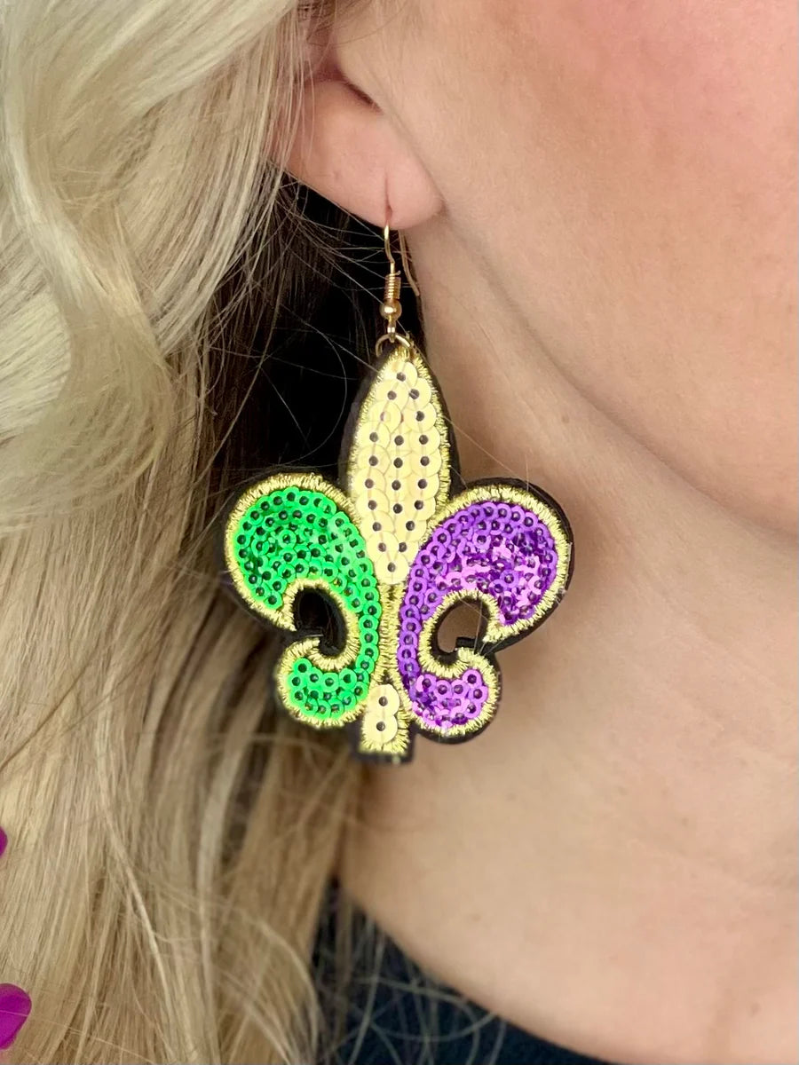 Mardi Gras Fleur de Lis Earrings