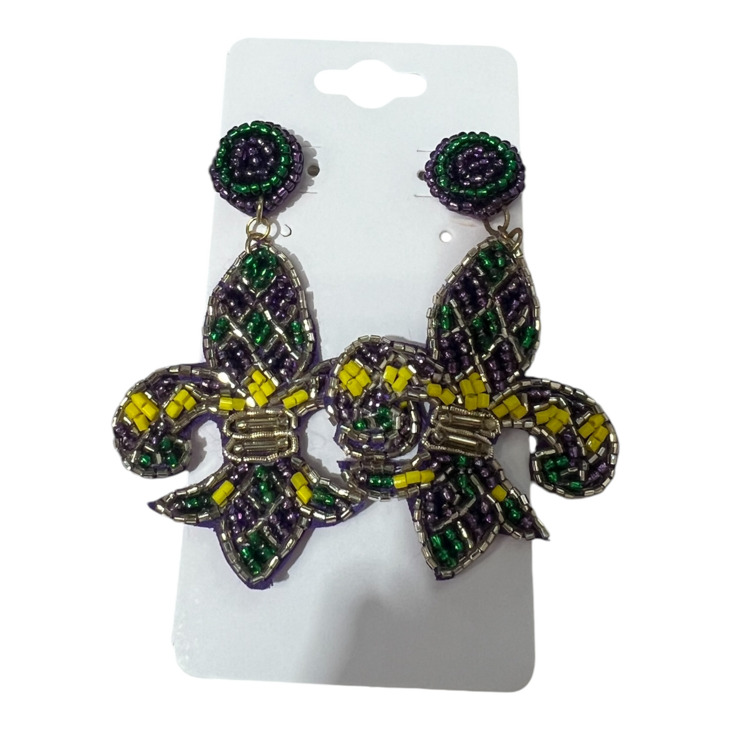 Fleur de Lis Beaded Earrings