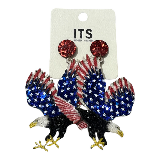 Glitter American Flag Eagle Earrings