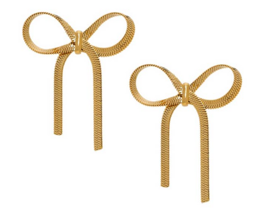 Gold Chain Bow Earrings