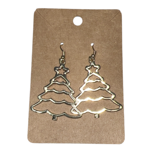 Gold Christmas Tree Earrings