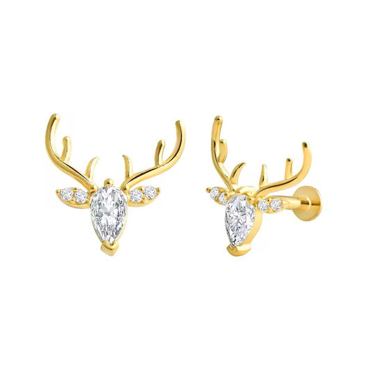 Gold Deer Stud Earrings