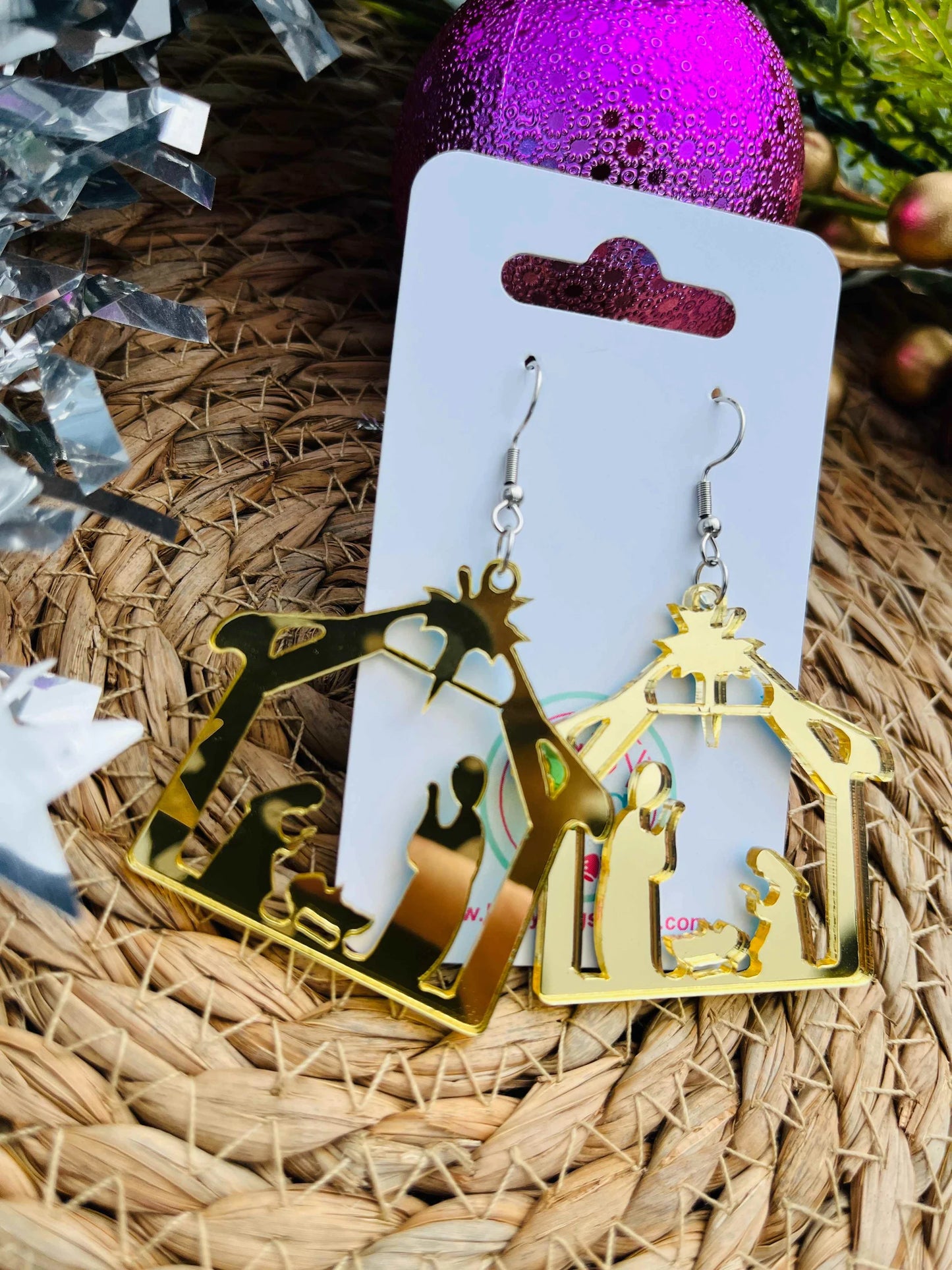 Gold Manger Acrylic Earrings