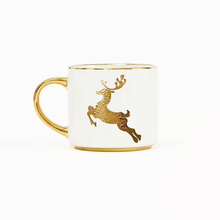 MS - Cafe Mug - Gold Reindeer