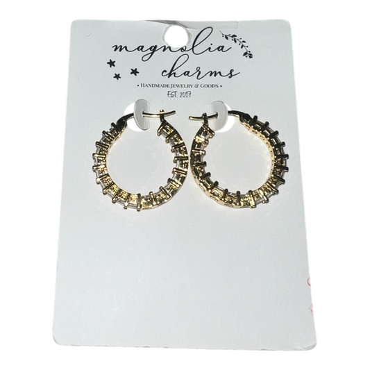 Gold Rhinestone Hoops