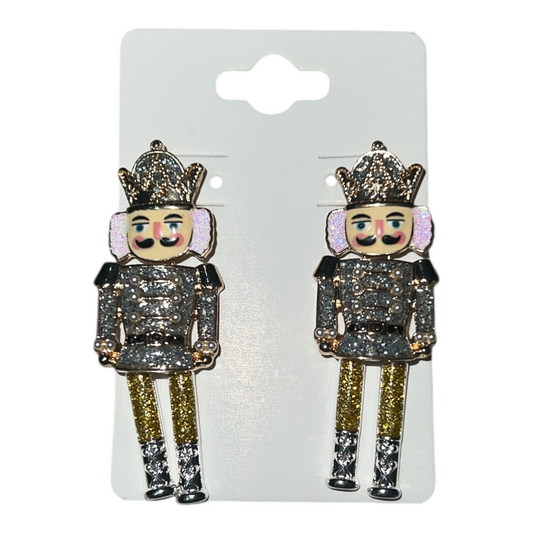 Gold and Silver Nutcracker Earrings