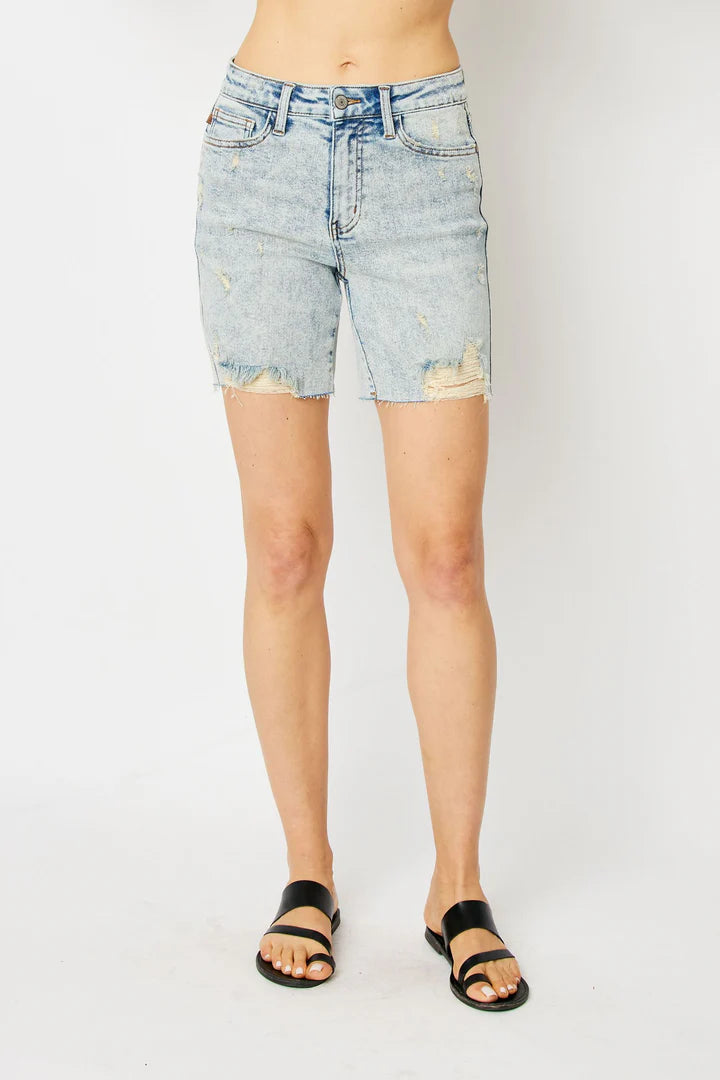 Judy Blue High Waist Mineral Wash Destroyed Boyfriend Shorts - Ascension Golf Carts, LLC