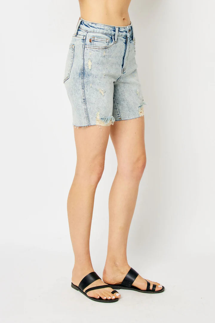 Judy Blue High Waist Mineral Wash Destroyed Boyfriend Shorts - Ascension Golf Carts, LLC