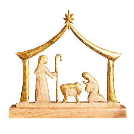 MS - Wood Manger Nativity