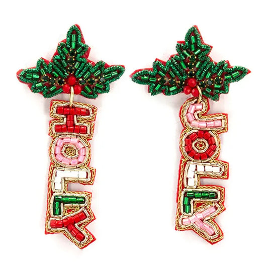 Holly Jolly Beaded Earrings