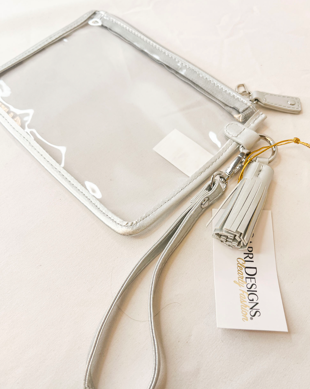 Clear Wristlet With Silver Accents