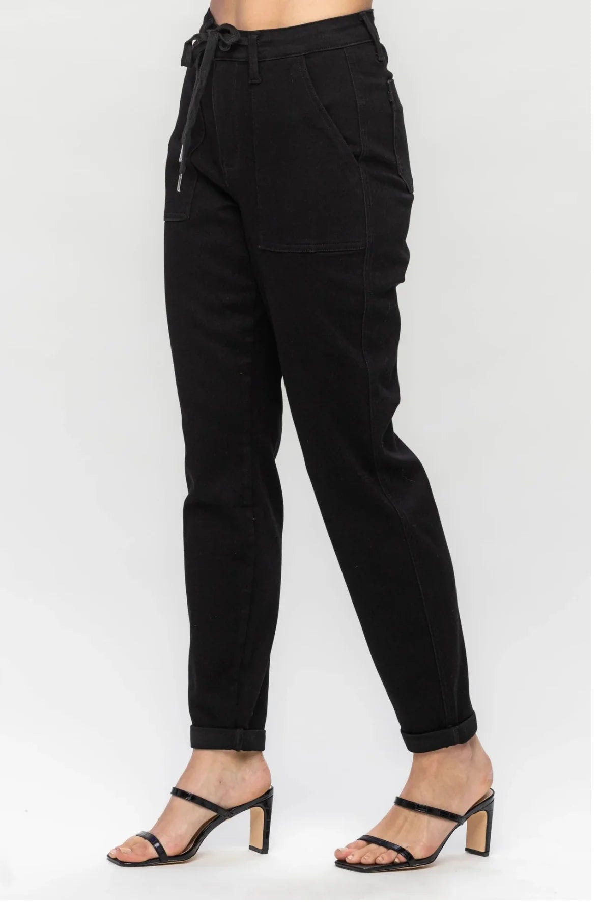 Judy Blue High Waist Jet Black Double Roll Cuff Jogger - Ascension Golf Carts, LLC