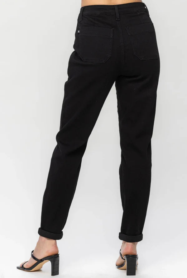 Judy Blue High Waist Jet Black Double Roll Cuff Jogger - Ascension Golf Carts, LLC