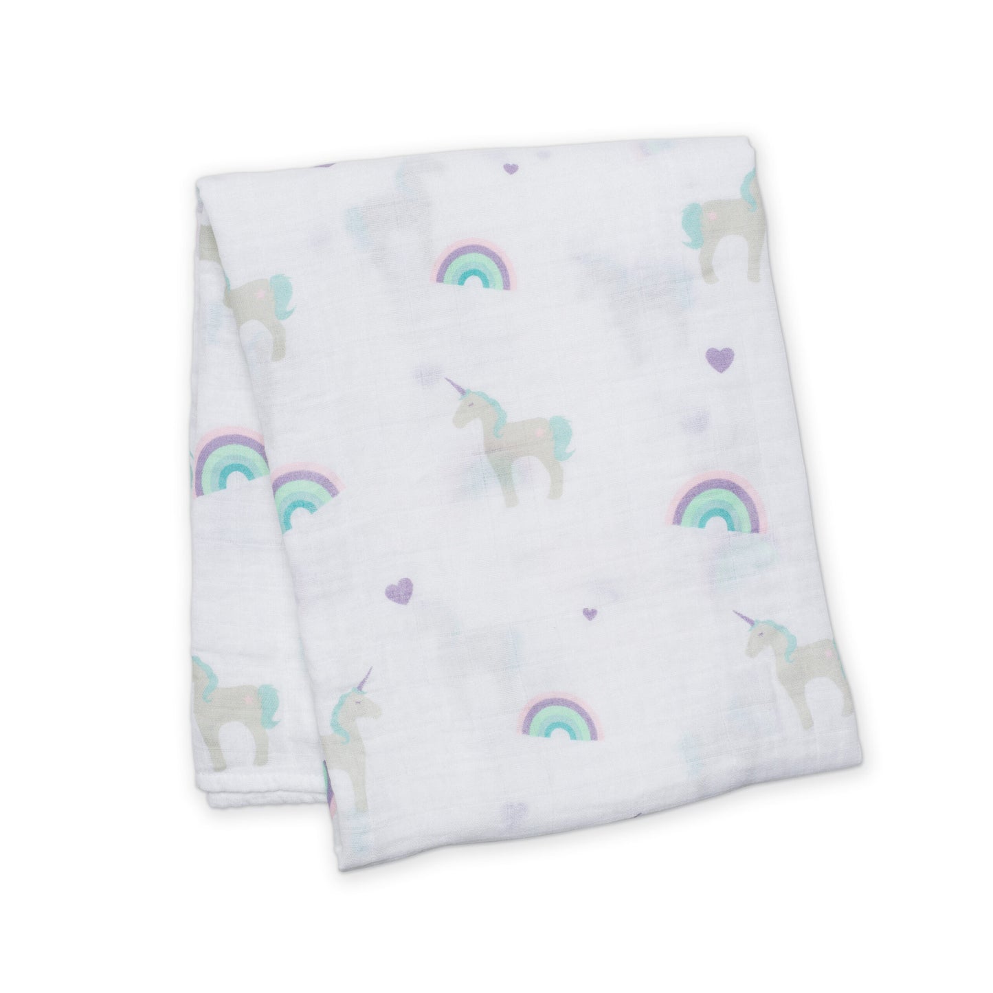 Lulujo Cotton Swaddle - Rainbows and Unicorns - 47x47"