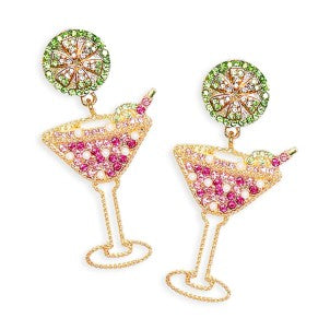 Pink and Gold Martini with Pearl Earrings