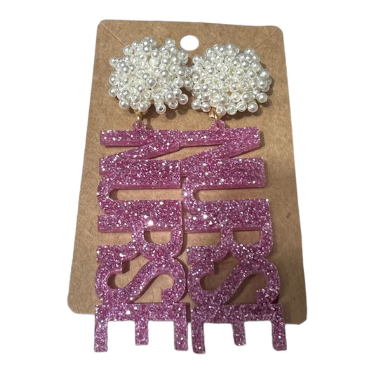 Nurse Acrylic Pearl Glitter Earrings