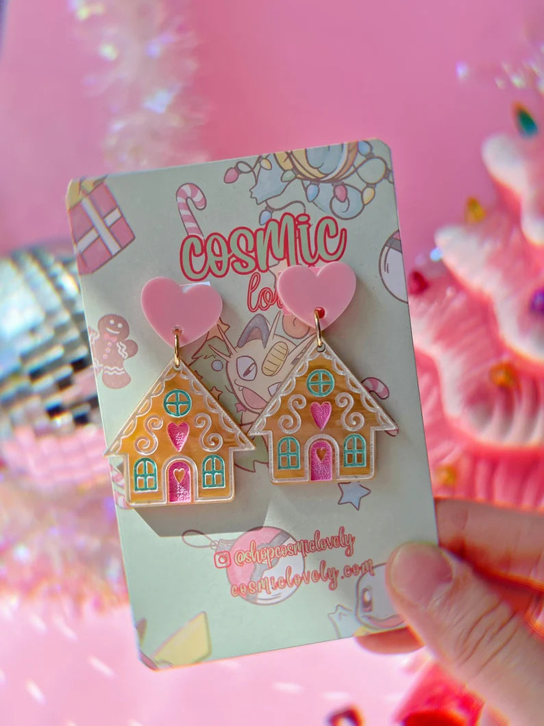 Pastel Gingerbread House Earrings