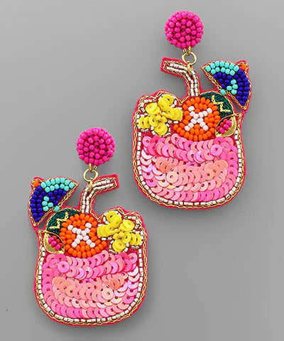 Pink Sequin Cocktail Earrings