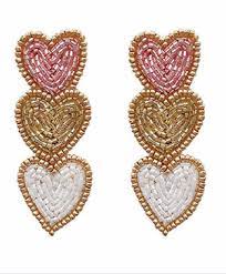 Pink, Gold, & White Beaded Tier Earrings