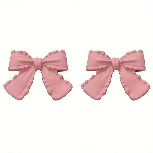 Pink Ribbon Bow Studs