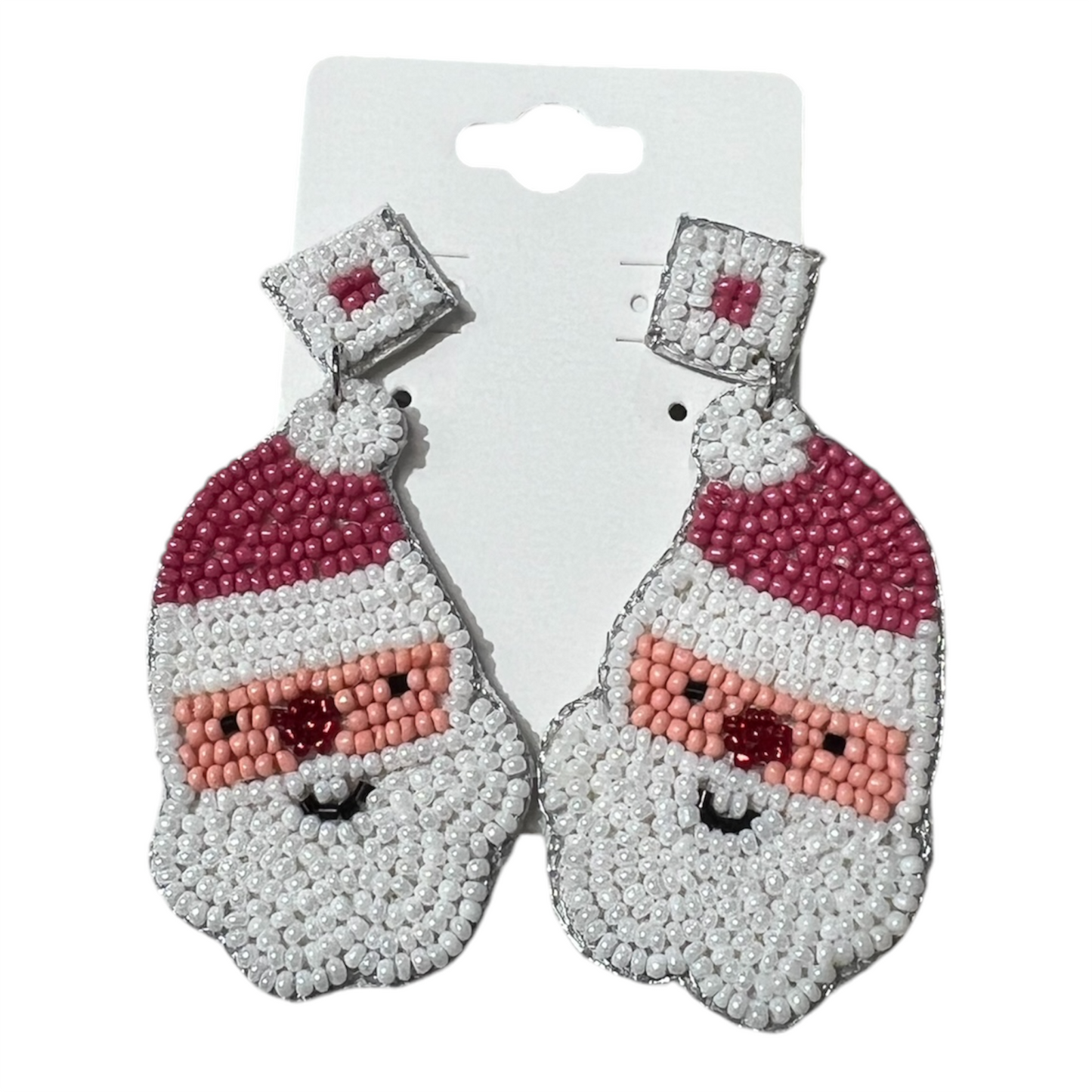 Pink Santa Beaded Earrings