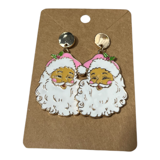 Pink Santa Face Earrings