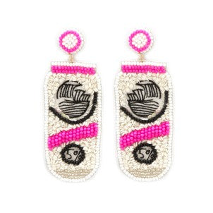 Hot Pink White Claw Beaded Earrings
