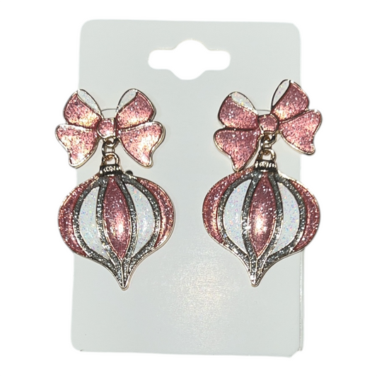 Pink and White Ornament Earrings