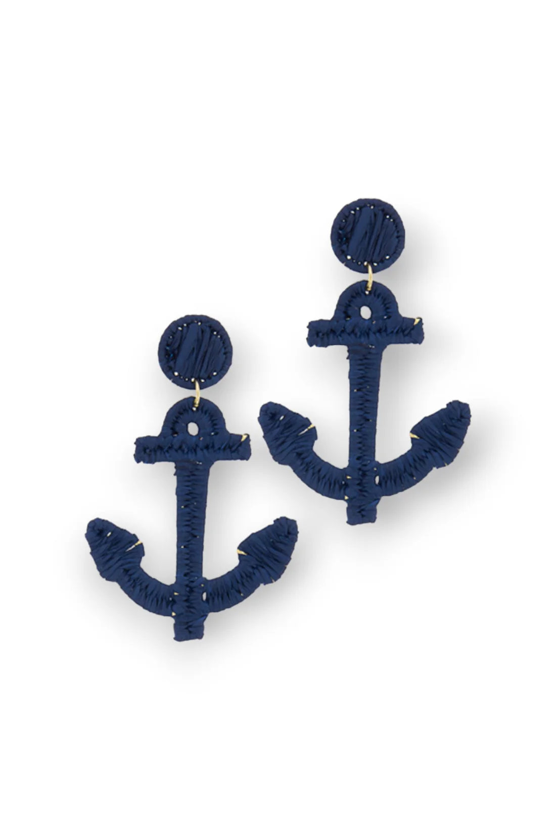 Navy Raffia Anchor Earrings