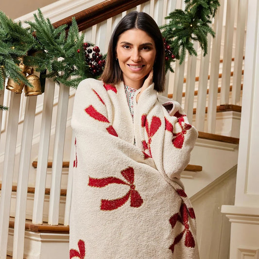 MS - Throw Blanket - Red Bows