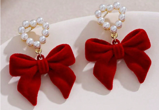 Red Velvet Bow Earrings