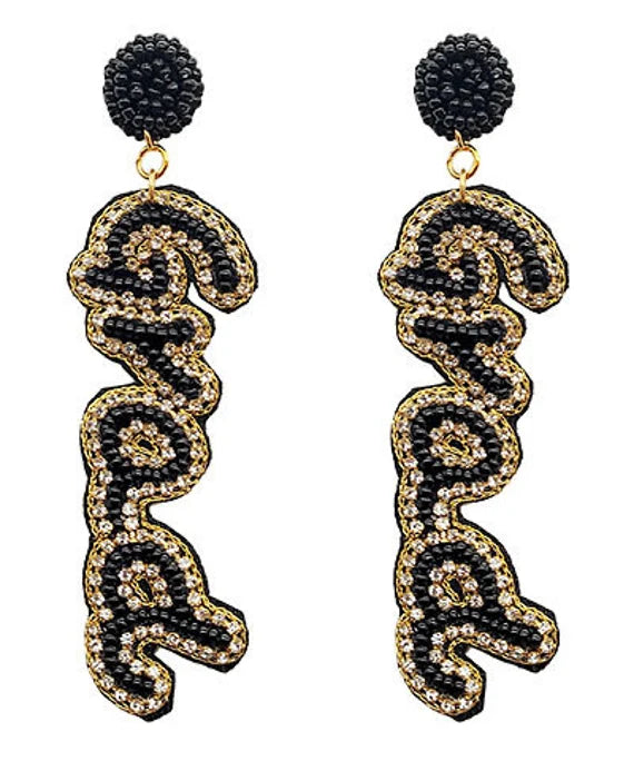 "Grad" Beaded and Rhinestone Earrings