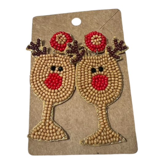 Rudolph Wine Glass Beaded Earrings