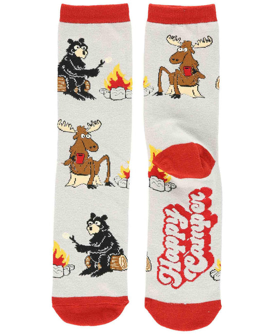Happy Camper Grey Crew Sock