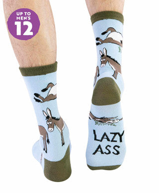 Lazy A** Donkey Blue Crew Sock