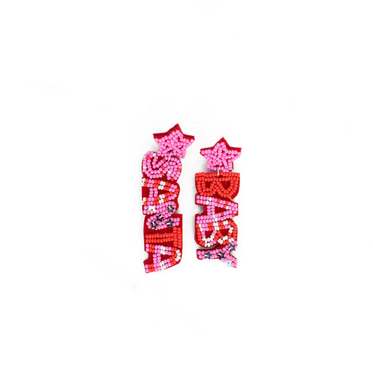 Hot Pink "Santa Baby" Beaded Earrings