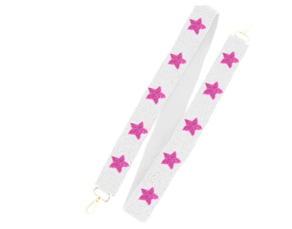 Hot Pink Star Beaded Crossbody Strap