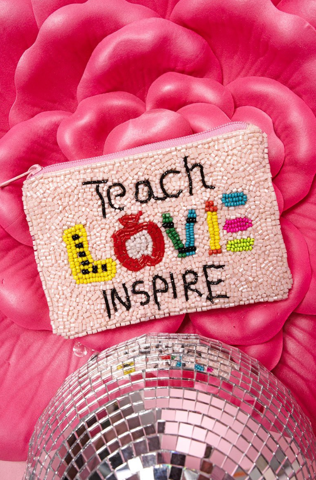 Teach Love Inspire Beaded Purse