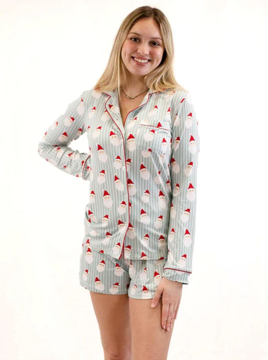 Jolly Santa  Button Up Sleep Shirt