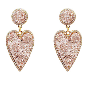 Rose Gold Druzy Heart Earrings