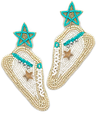 Turquoise Golden Goose Shoe Earrings