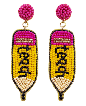 "teach" Drop Pencil Earrings