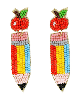 Apple & Pencil Drop Earrings