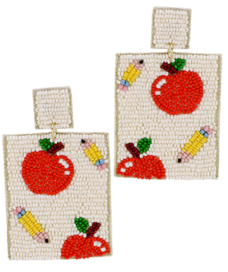 Apple & Pencil Square Earrings