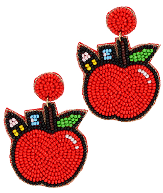 Beaded Apple Earrings