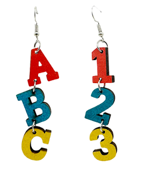 A,B,C & 1,2,3 Dangle Earrings