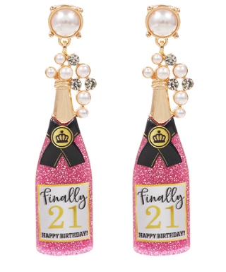 Pearls & Champagne "Finally 21" Earrings