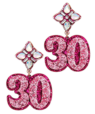 Glitter "30" Earrings